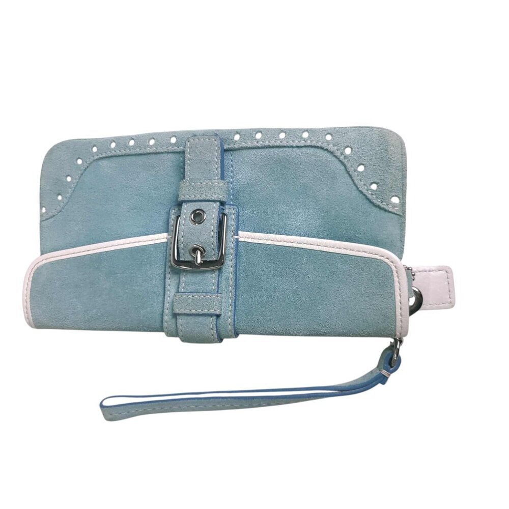 COACH Vintage Hamptons Aquamarine  Y2K Suede Satchel with Wristlet - Picture 9 of 13